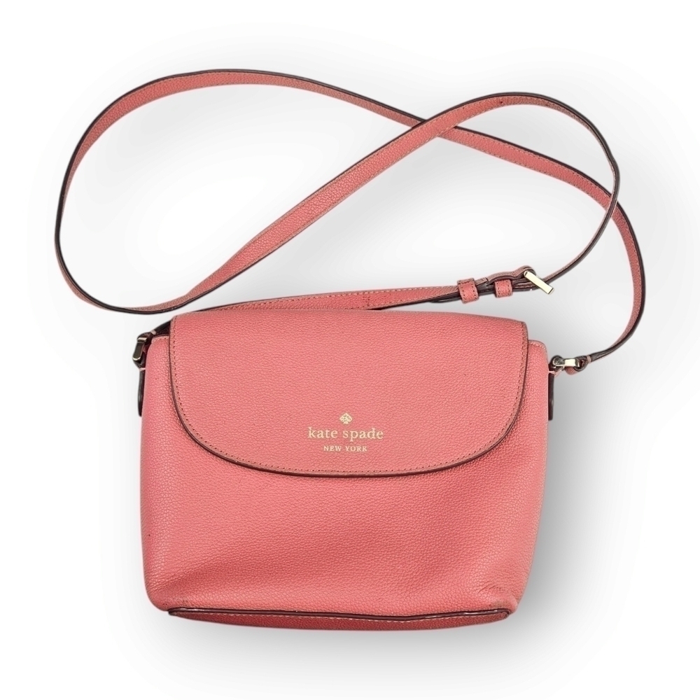 Kate Spade Emmie Flap Crossbody Bag Pink Pebbled Leather Magnetic Snap Purse